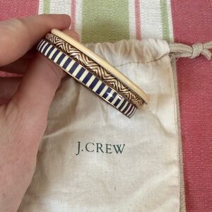 J. Crew Navy Striped and Gold Woven Bangles